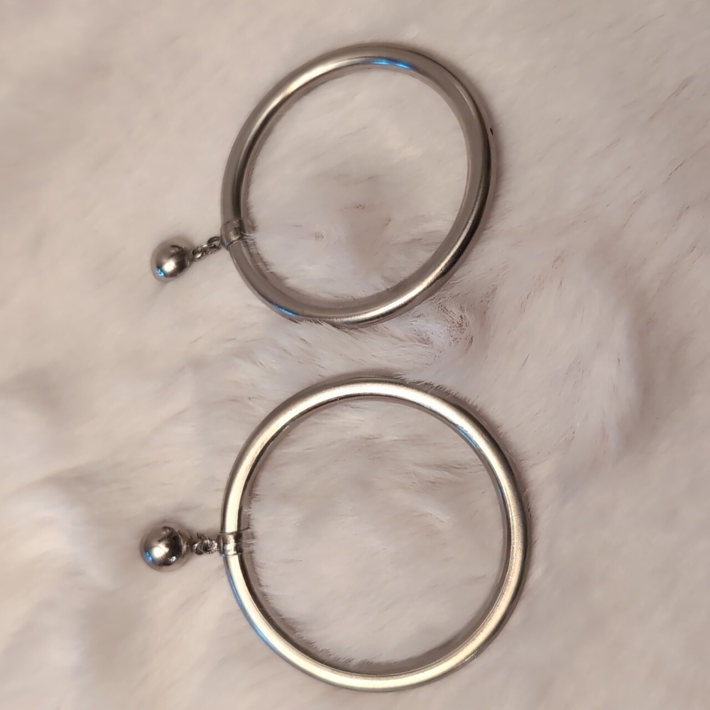 Silver Toned Industrial Hoop Drop Dangle Stud Earrings